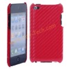 Soft Carbon Firm Hard Shell Case Skin For iPod Touch 4-Red