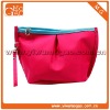 Soild colour large red wrist ziplock nylon travel girls cosmetic pouch