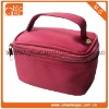 Soild colour portable red ziplock nylon cosmetic case with handle