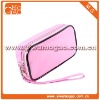 Soild colour small wrist travel ziplock pink toiletry PU cosmetic pouch