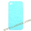 Solid Color Circle Pattern Hard Case for iPhone 4(Baby blue)