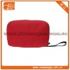 Solid colour small portable red wrist polyester travel ziplock cosmetic pouch
