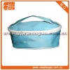 Solid colour zipper closure blue portable satin cosmetic case