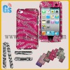 Sparking zebra rhinestone case for iPod Touch 4G pink