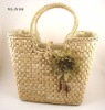 Straw Tote Bag with Flower