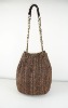 Straw drawstring bag