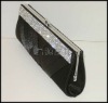 Strip drill opening classic black party evening bag