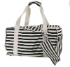 Stripe canvas shopping bag with small pouch attached