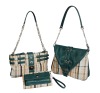 Stripe cotton fabric handbag