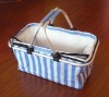 Stripe pattern folding picnic basket with zipper