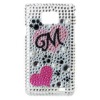 Stylish Heart Pattern Protective Hard Case with Crystal for Samsung i9100