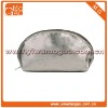 Stylish lady leather shell shaped silvery ziplock travel toiletry pouch