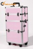 Stylish large trolley pink aluminum cosmetic case