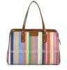 Summer hot! Multi stripe PU large satchel bags fashion ladies handbags 2012