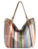 Summer hot! Multi stripe PU large tote bags fashion ladies handbags 2012