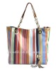 Summer hot! Multi stripe PU tote bags fashion ladies handbags 2012