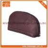 Sumptuous clutch small leather shell shaped zipper unisex brown cosmetic bag