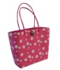 Sun's spot series-pleasant pink wheat straw beach bag