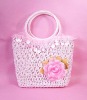 Sweet Pink Young Girls Straw zipper Handbags
