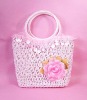 Sweet Pink Young Girls Straw zipper Handbags