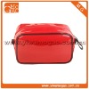 Sweet design clutch red ziplock PU small shiny wrist makeup bag