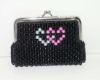 Sweet heart pattern beading ladies party clutch purse