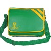 Synthetic leather messenger bag in green