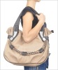 TAN PU HANDBAG WITH METAL ACCESORIES