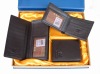 TOP design genuine leather men's magic gift set&wallet