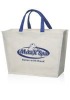 TOT62 - White with Blue Handle Jute Tote Bags