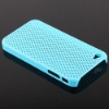 TPU Plastic Cell Phone Case Cover for iPhone 4 Mesh Style Blue