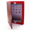 Tablet Leather Case for New iPad 3 with stand Diamond Parttern Red