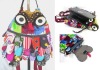 Thai Handmade Patchwork Large Owl Backpack Bags Purse Bag