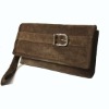 The Classic Clutch Brown Suede Wallet