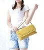 Top PU + frosted cow leather lady shoulder handbag