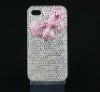 Top quality crystal pet case for iphone4.for iphone4 case.Diamond cubic case for iphone4 Stereo butterfly knot case for iphone4