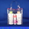 Transparent PVC cosmetic bag with pink zipper and your logo