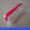 Transparent PVC cosmetic bag with red zipper