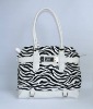 Trendy flocking zebra-stripe PU bag