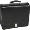 Triple Compartment Faux Leather Laptop Briefcase