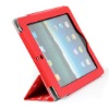 Triple folding soft touch leather bag for ipad 2 case