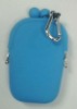 Turquoise Silicone Pouch with Carabiner POCHIBII