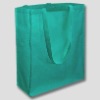 Turquoise cotton shopper bags with long handles and a gusset