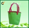 Ultrasonic green bags with red handles PP non woven shopping bags