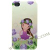 Unique Hard Plastic Beatiful Cartoon Girl Series Cases for iPhone 4 With Screen Protector