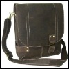 Unisex messenger bag made in distressed look hunter leather