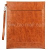 Vertical Slim Leather Carrying Case Pouch Bag with Lanyard for iPad 2