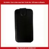 Verticle Genuine Calf Leather Folio Case For iPhone 4-Black