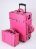 Vintage PINK PU Trolley Luggage SUITCASE