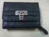 Vintage soft felt leather key wallet zip triple man purse pouch